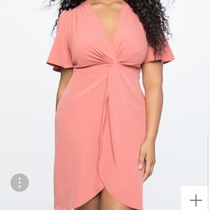 Tie knot flutter sleeve midi dress